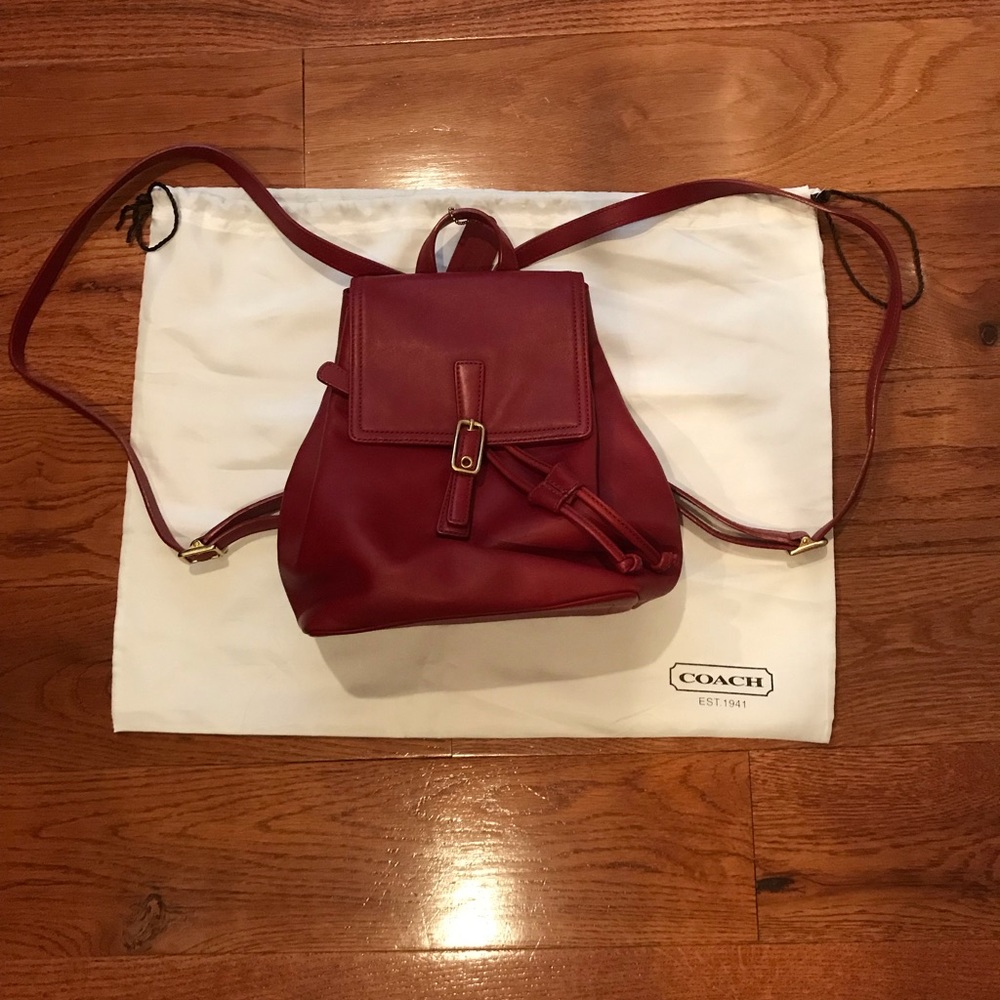 Vintage Red Leather COACH Backpack